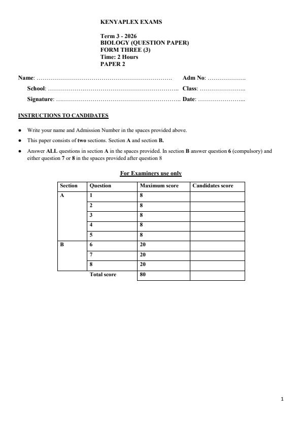 Preview page Form-3-Biology-Paper-2-End-Term-3-Exam-2026_6970_0.jpg