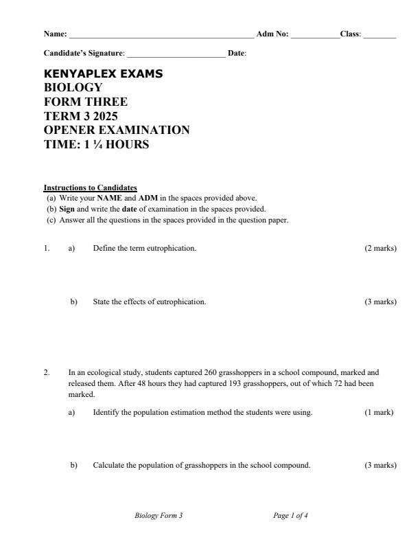 Preview page Form-3-Biology-Term-3-Opener-Exam-2025_4589_0.jpg