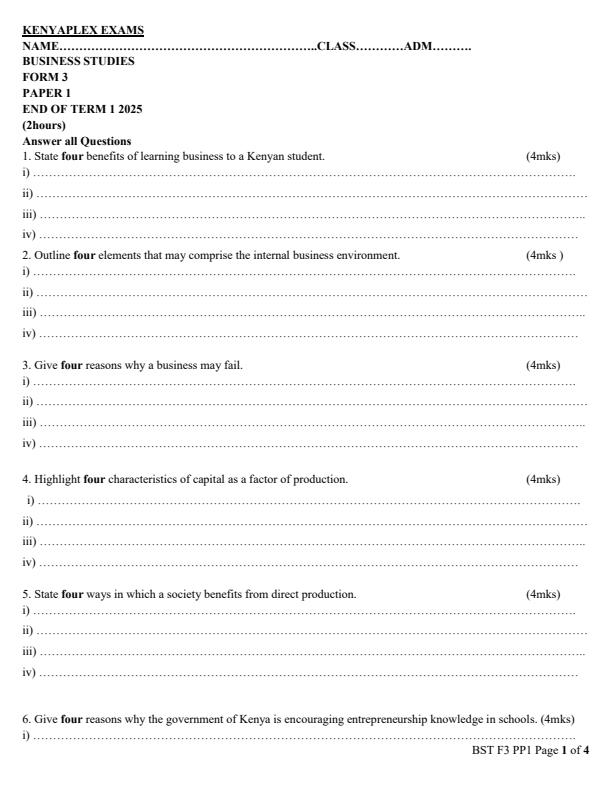 Preview page Form-3-Business-Studies-Paper-1-End-of-Term-1-Examination-2025_3845_0.jpg