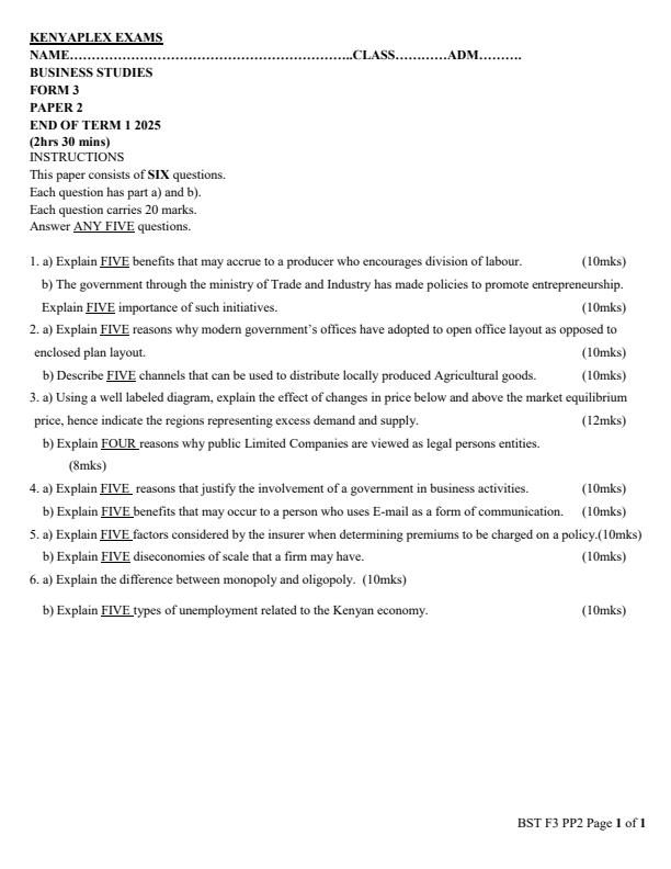 Preview page Form-3-Business-Studies-Paper-2-End-of-Term-1-Examination-2025_3846_0.jpg