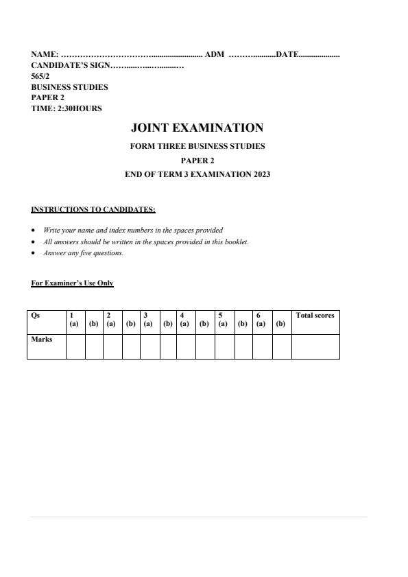 Preview page Form-3-Business-Studies-Paper-2-End-of-Term-3-Examination-2023_1835_0.jpg