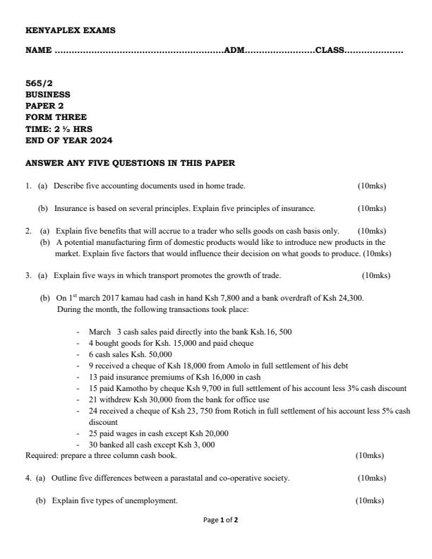 Preview page Form-3-Business-Studies-Paper-2-End-of-Term-3-Examination-2024_3266_0.jpg