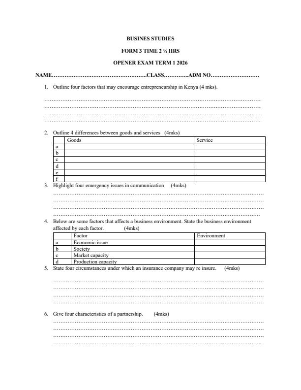 Preview page Form-3-Business-Studies-Term-1-Opener-Exam-2026_4890_0.jpg