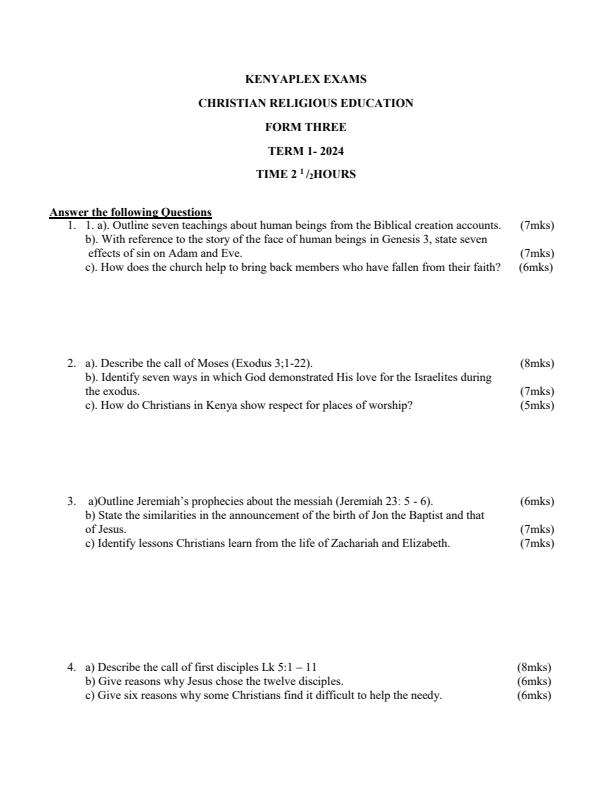 Preview page Form-3-CRE-End-of-Term-1-Examination-2024_2240_0.jpg