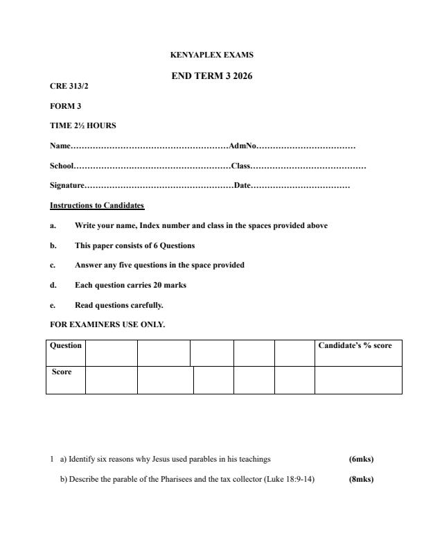 Preview page Form-3-CRE-Paper-2-End-Term-3-Exam-2026_6975_0.jpg