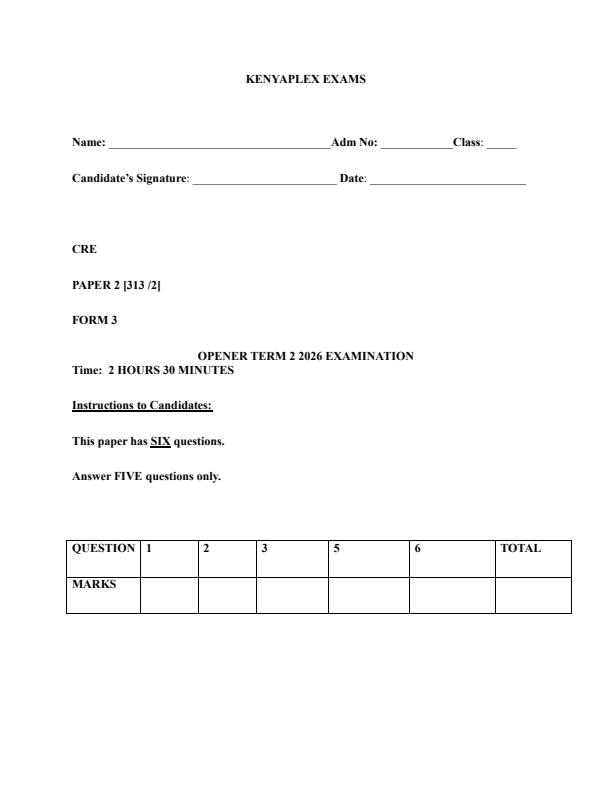 Preview page Form-3-CRE-Paper-2-Term-2-Opener-Exam-2026_5698_0.jpg