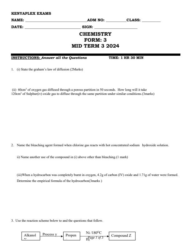 Preview page Form-3-Chemistry-Mid-Term-3-Examination-2024_3215_0.jpg