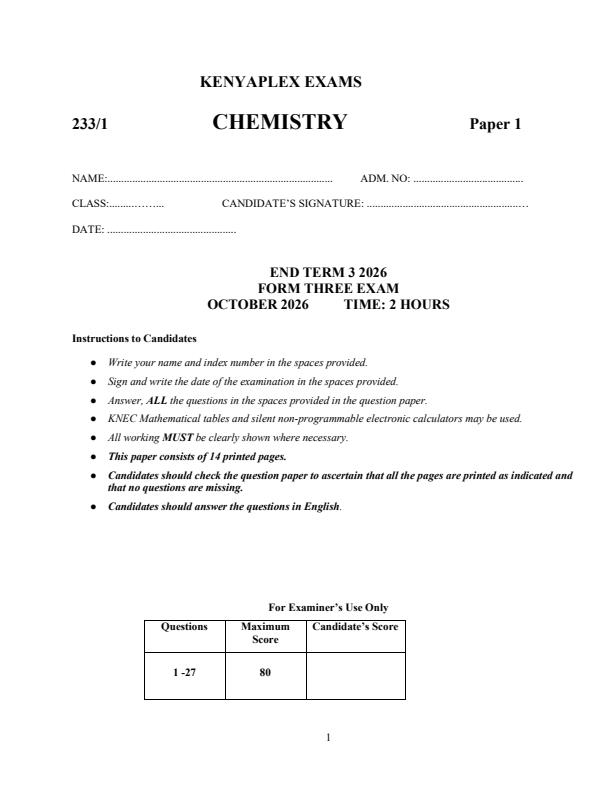 Preview page Form-3-Chemistry-Paper-1-End-Term-3-Exam-2026_6976_0.jpg
