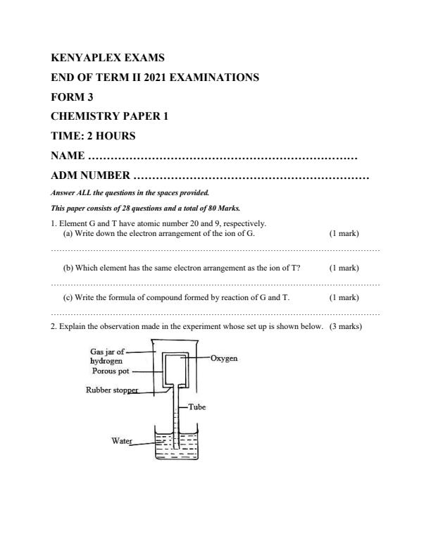 Preview page Form-3-Chemistry-Paper-1-End-of-Term-2-Exam-2021_740_0.jpg