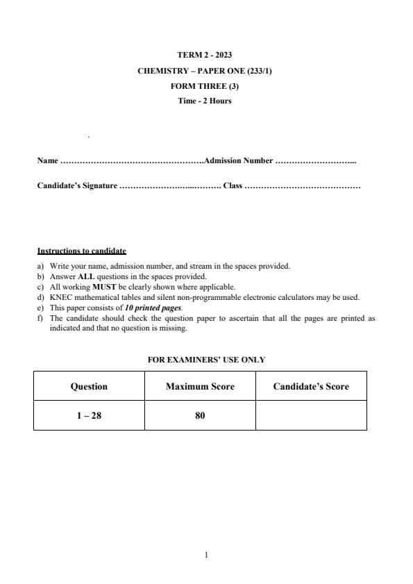 Preview page Form-3-Chemistry-Paper-1-End-of-Term-2-Examination-2023_1793_0.jpg