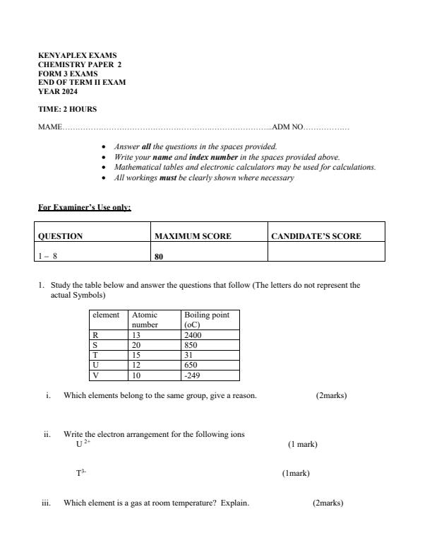 Preview page Form-3-Chemistry-Paper-2-End-of-Term-2-Examination-2024_2733_0.jpg