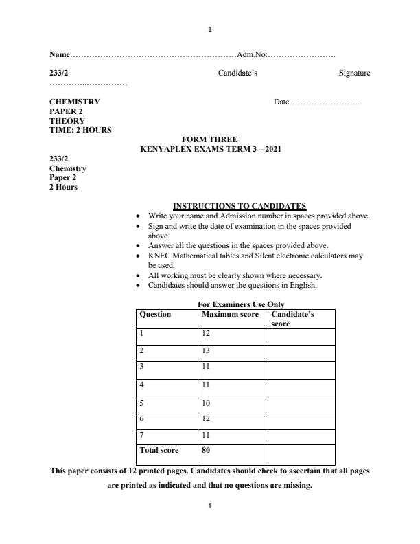 Preview page Form-3-Chemistry-Paper-2-End-of-Term-3-Examination-2021_844_0.jpg