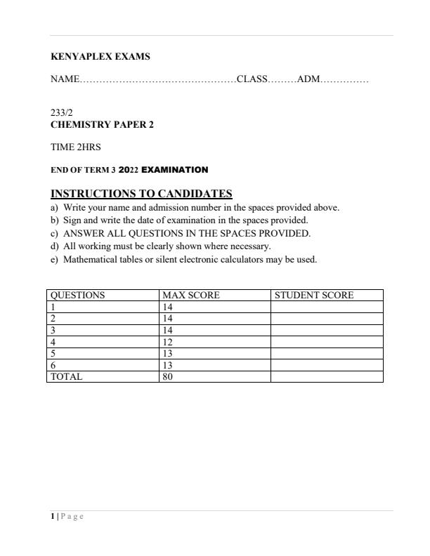 Preview page Form-3-Chemistry-Paper-2-End-of-Term-3-Examination-2022_1134_0.jpg