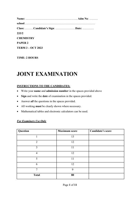 Preview page Form-3-Chemistry-Paper-2-End-of-Term-3-Examination-2023_1845_0.jpg