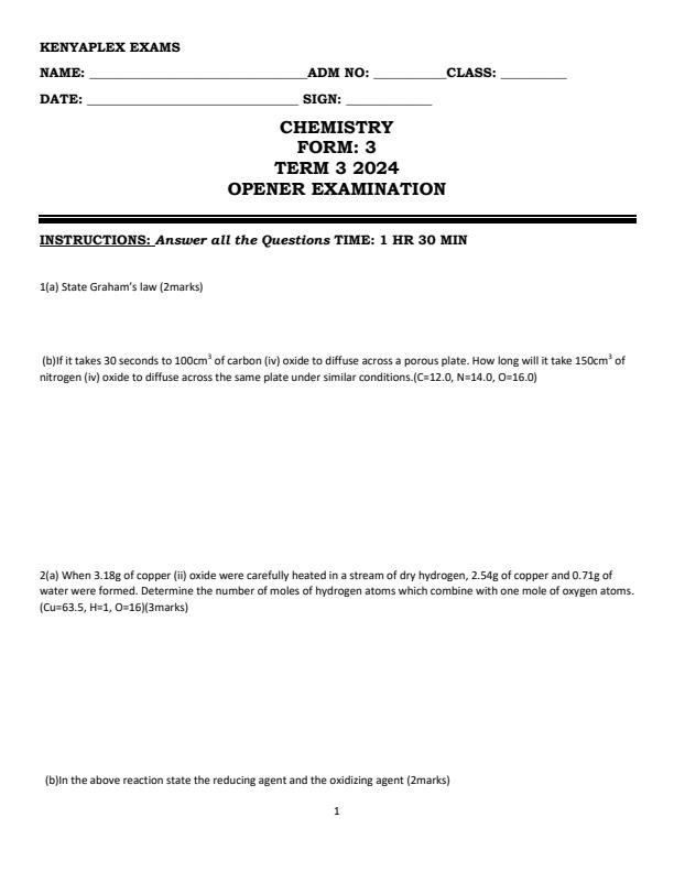 Preview page Form-3-Chemistry-Term-3-Opener-Exam-2024_3003_0.jpg