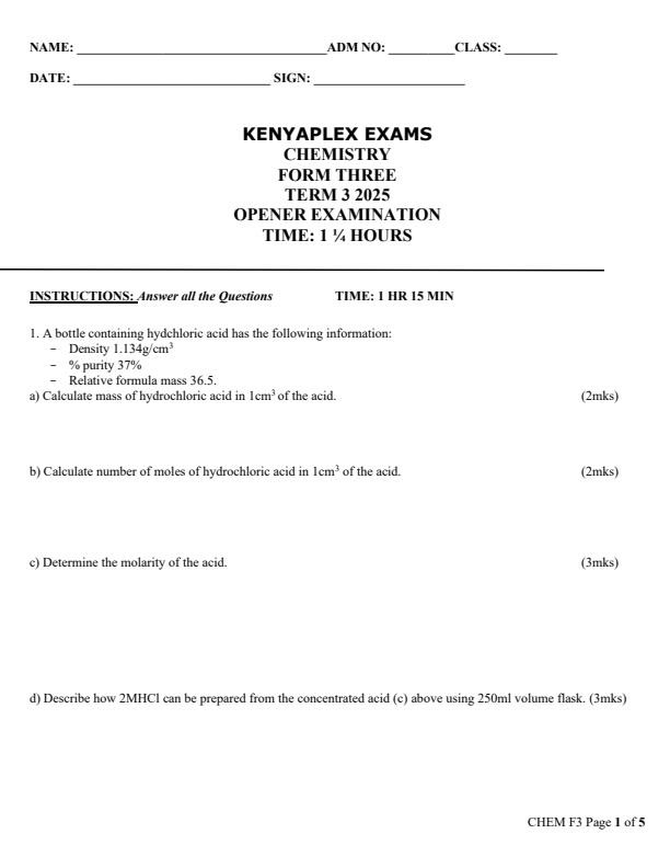 Preview page Form-3-Chemistry-Term-3-Opener-Exam-2025_4591_0.jpg