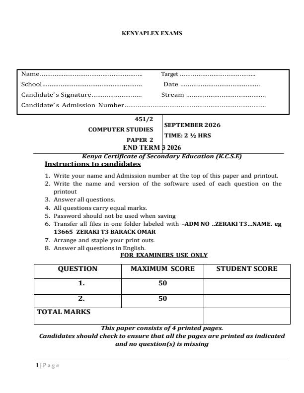 Preview page Form-3-Computer-Studies-End-Term-3-Exam-2026_6979_0.jpg