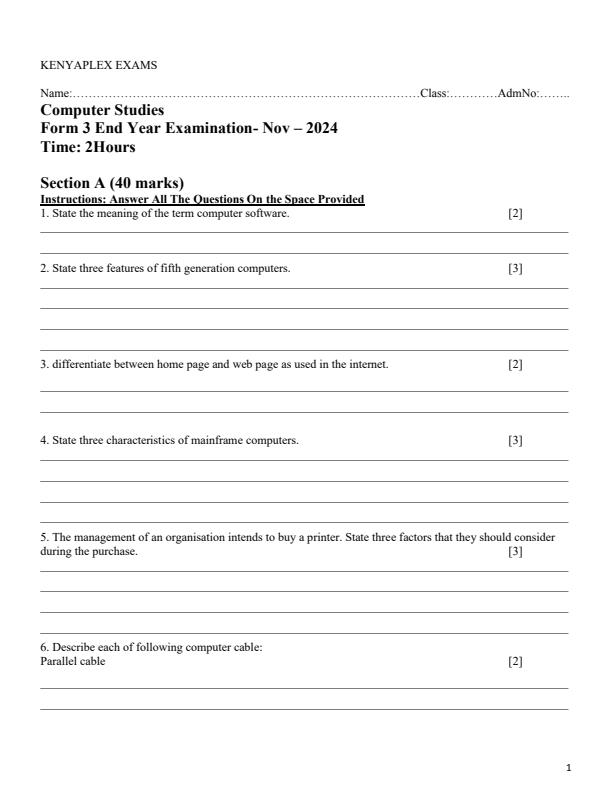 Preview page Form-3-Computer-Studies-Paper-1-End-of-Term-3-Examination-2024_3274_0.jpg