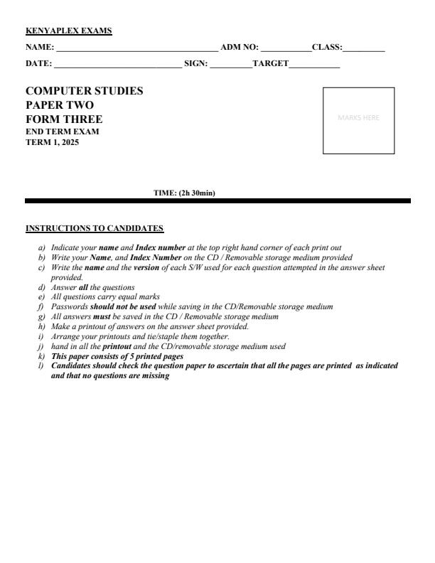 Preview page Form-3-Computer-Studies-Paper-2-End-of-Term-1-Examination-2025_3851_0.jpg