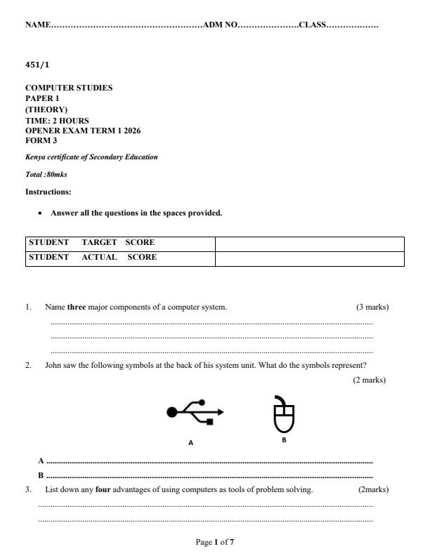 Preview page Form-3-Computer-Studies-Term-1-Opener-Exam-2026_4892_0.jpg
