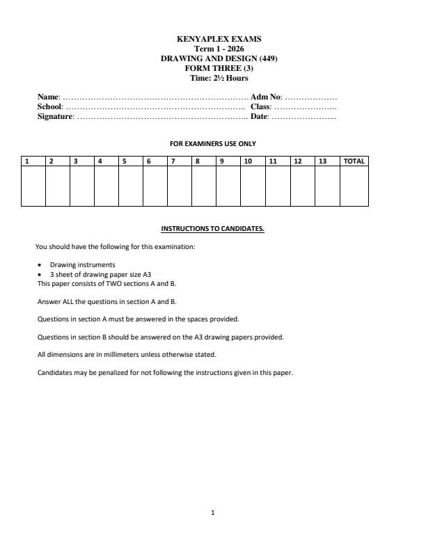 Preview page Form-3-Drawing-and-Design-End-Term-1-Exam-2026_5466_0.jpg