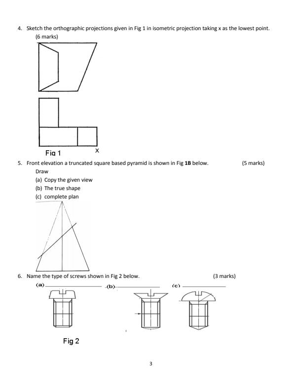 Form 3 Drawing And Design Paper 1 End Of Term 3 Examination 2024