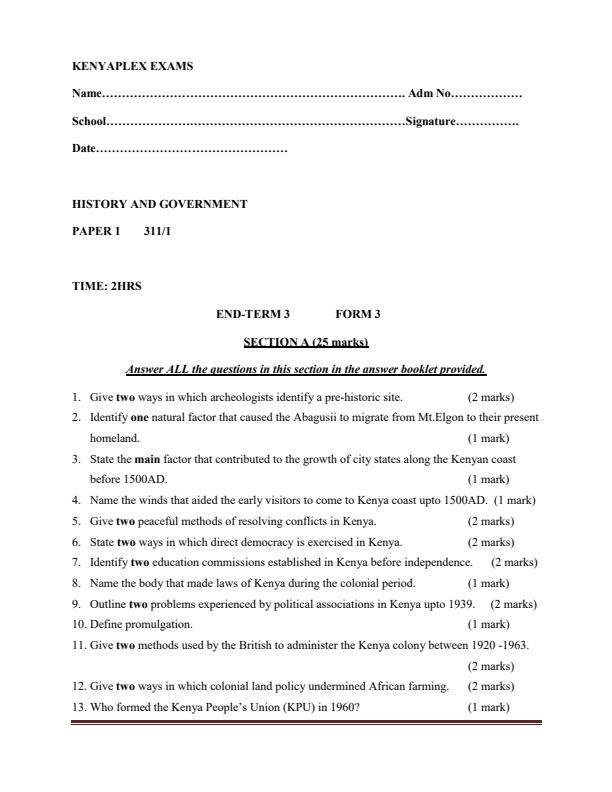 Preview page Form-3-End-Term-3-Exam-2021-History-and-Government-Paper-1_796_0.jpg