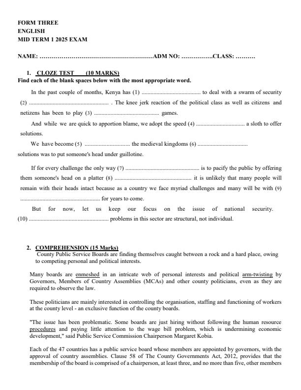 Preview page Form-3-English-Mid-Term-1-Exam-2025_3676_0.jpg