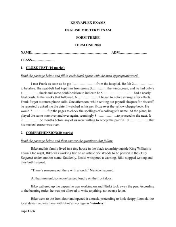 Preview page Form-3-English-Mid-Term-1-Examination-2020_546_0.jpg