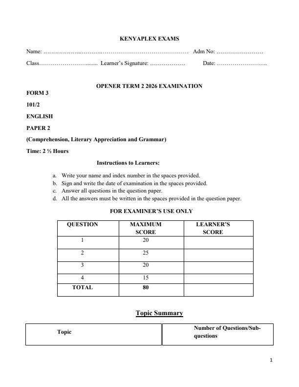 Preview page Form-3-English-Paper-2-Term-2-Opener-Exam-2026_5705_0.jpg