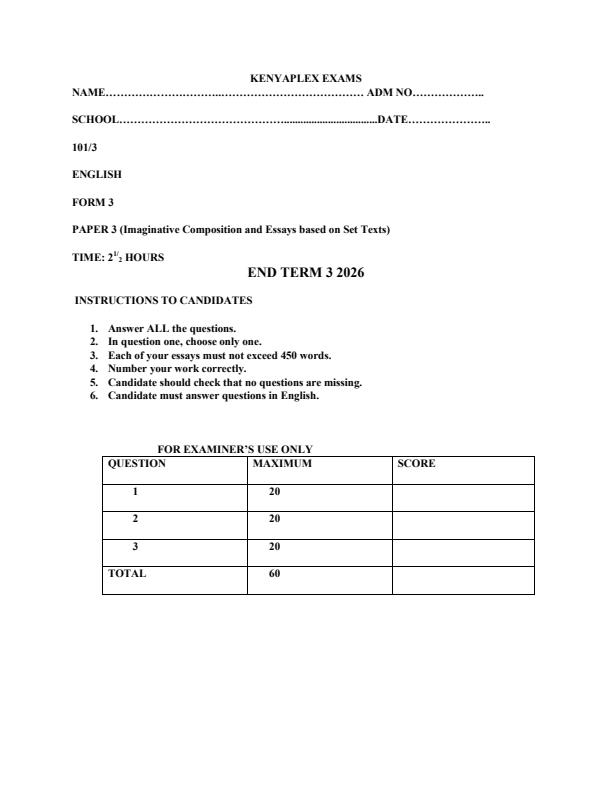 Preview page Form-3-English-Paper-3-End-Term-3-Exam-2026_6982_0.jpg