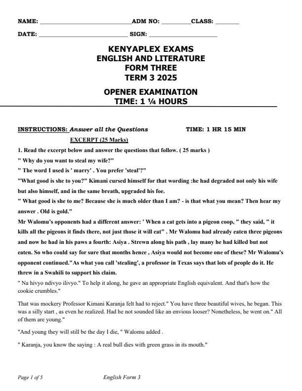 Preview page Form-3-English-Term-3-Opener-Exam-2025_4594_0.jpg