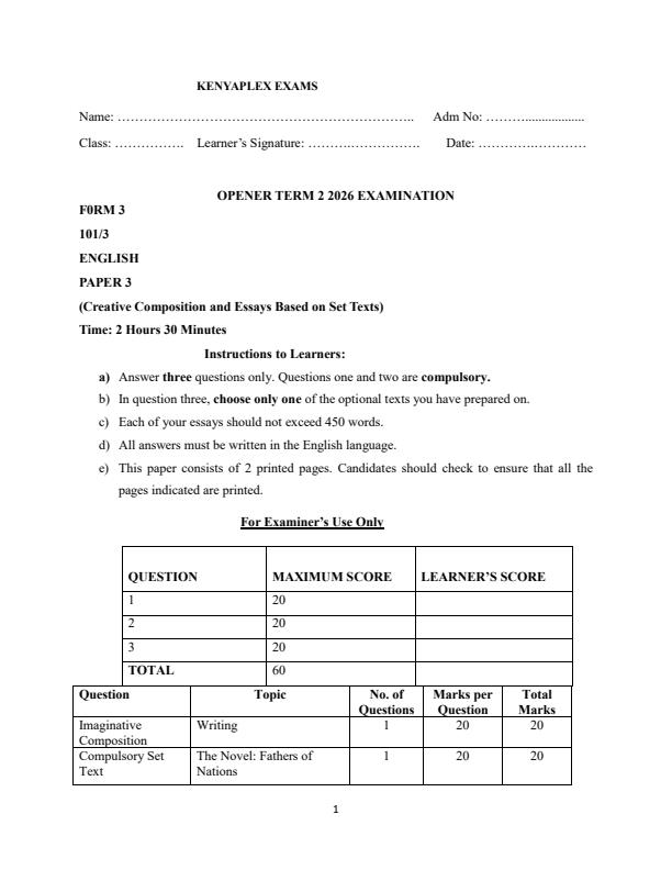 Preview page Form-3-English-paper-3-Term-2-Opener-Exam-2026_5706_0.jpg