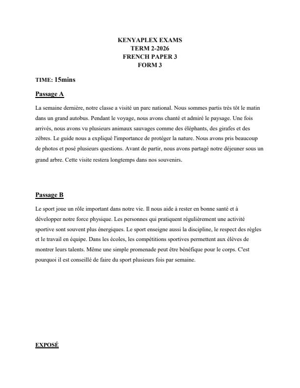 Preview page Form-3-French-Paper-3-End-Term-2-Exam-2026_6258_0.jpg