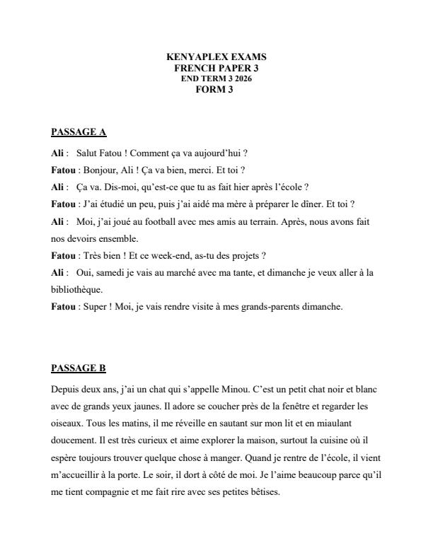 Preview page Form-3-French-Paper-3-End-Term-3-Exam-2026_6985_0.jpg