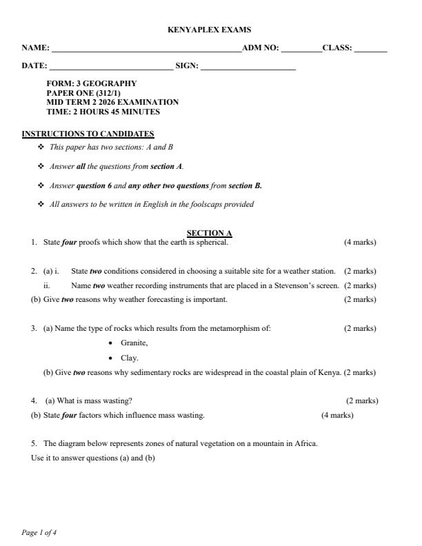 Preview page Form-3-Geography-Mid-Term-2-Exam-2026_5968_0.jpg