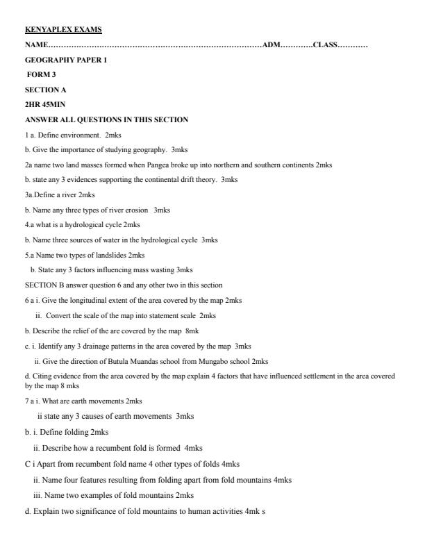 Preview page Form-3-Geography-Paper-1-End-of-Term-1-Examination-2025_3860_0.jpg