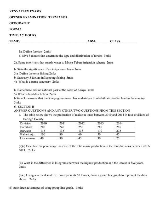 Preview page Form-3-Geography-Term-2-Opener-Exam-2024_2388_0.jpg