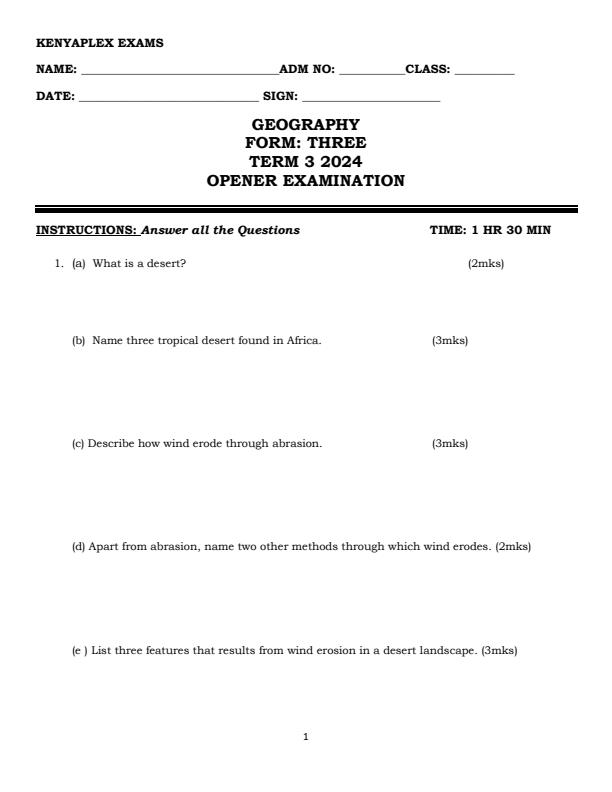 Preview page Form-3-Geography-Term-3-Opener-Exam-2024_3015_0.jpg