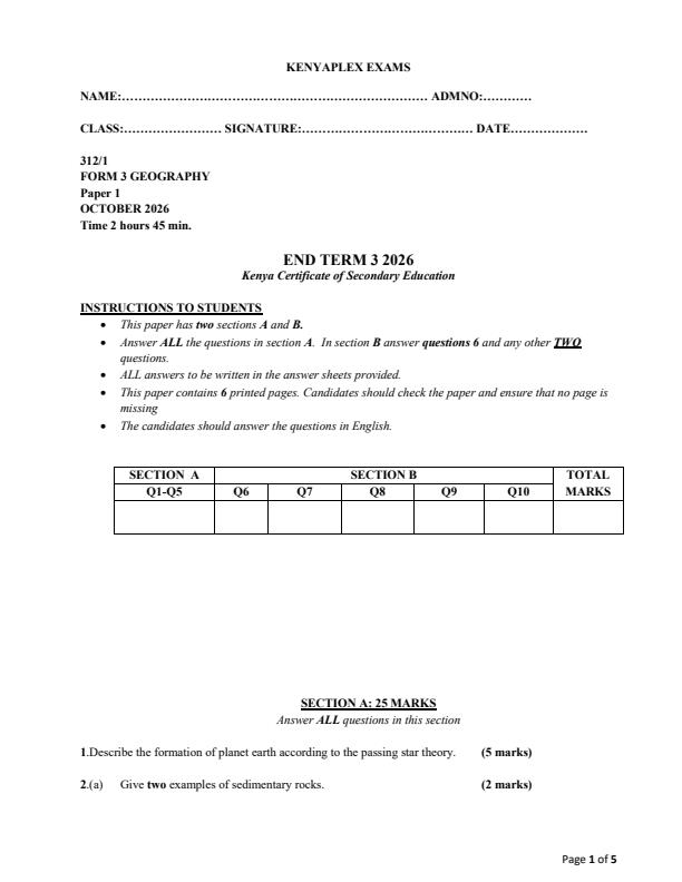 Preview page Form-3-Geograpy-Paper-1-End-Term-3-Exam-2026_6986_0.jpg