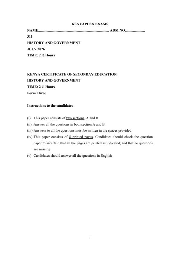 Preview page Form-3-History-End-Term-2-Exam-2026_6220_0.jpg