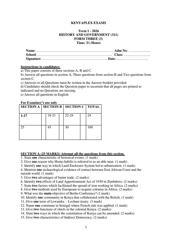 Preview page Form-3-History-and-Government-End-Term-1-Exam-2026_5470_0.jpg