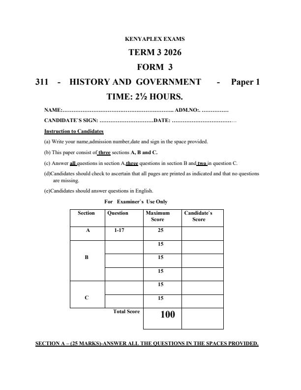 Preview page Form-3-History-and-Government-End-Term-3-Exam-2026_6987_0.jpg