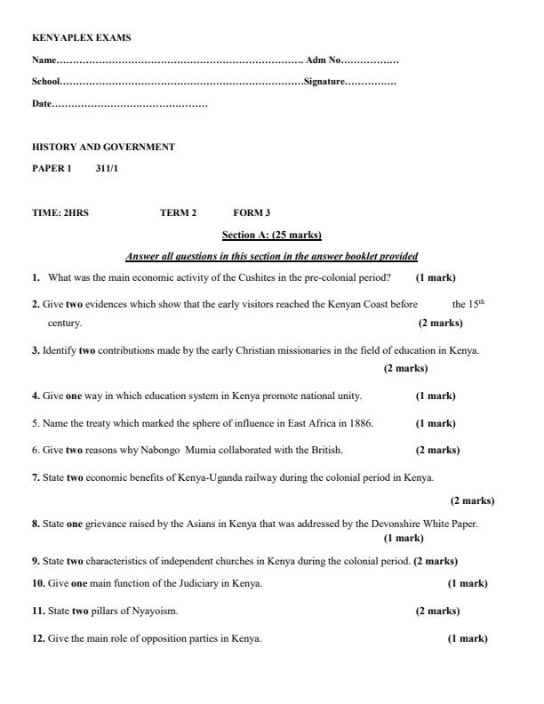 Preview page Form-3-History-and-Government-Paper-1-End-of-Term-1-Examination-2022_1228_0.jpg