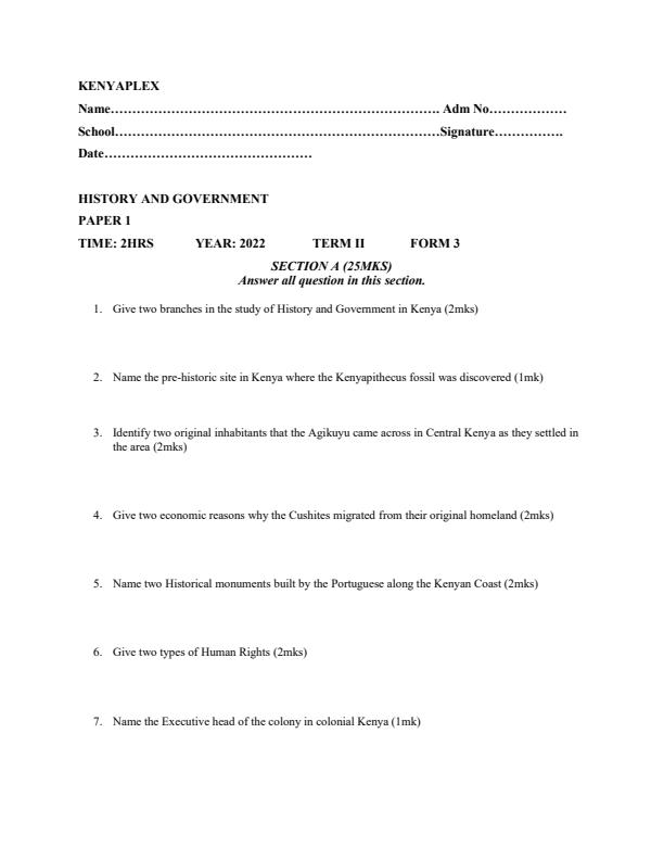 Preview page Form-3-History-and-Government-Paper-1-End-of-Term-2-Examination-2022_1275_0.jpg