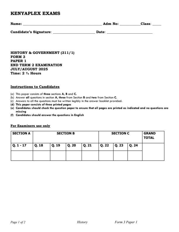 Preview page Form-3-History-and-Government-Paper-1-End-of-Term-2-Examination-2025_4274_0.jpg