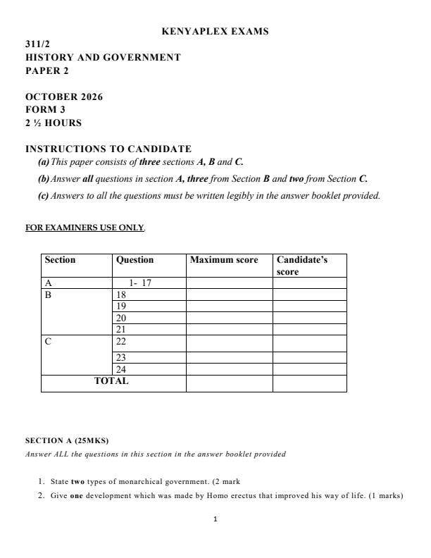 Preview page Form-3-History-and-Government-Paper-2-End-Term-3-exam-2026_6988_0.jpg