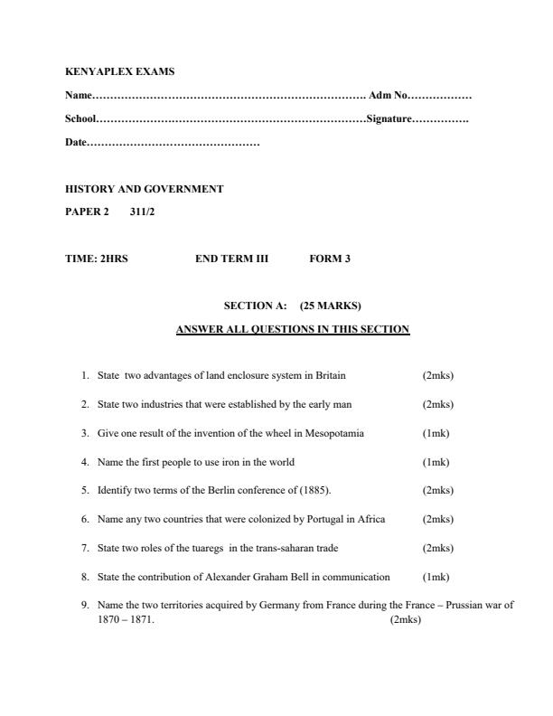 Preview page Form-3-History-and-Government-Paper-2-End-of-Term-3-Examination-2022_1074_0.jpg