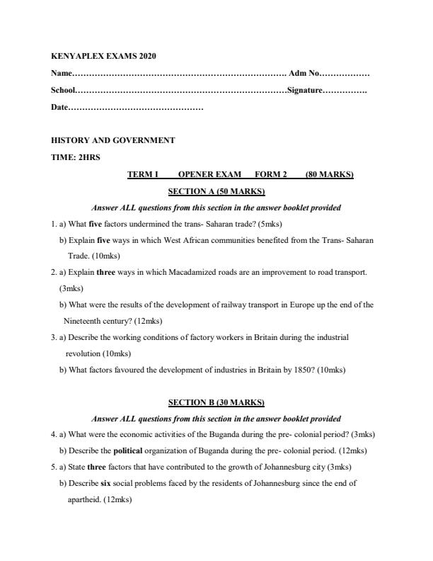 Preview page Form-3-History-and-Government-Term-1-Opener-Examination-2020_470_0.jpg