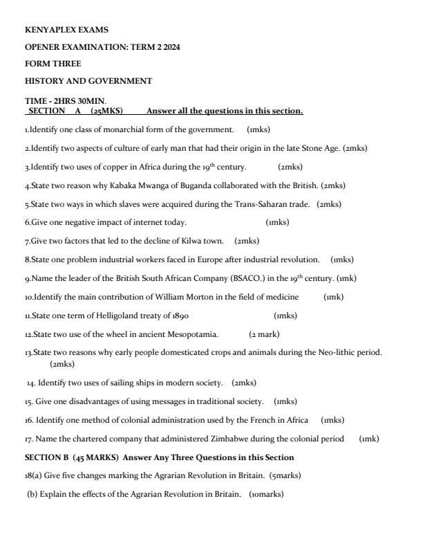 Preview page Form-3-History-and-Government-Term-2-Opener-Exam-2024_2391_0.jpg
